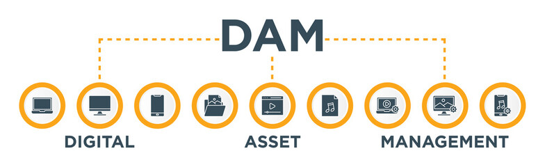 Digital asset management banner web icon vector illustration