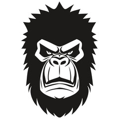Gorilla head embleme for sport team, black and white animal mascot logotype