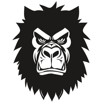 Gorilla head mascot logo for esport and sport team, black and white template badges