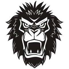 Gorilla mascot logo for esport and sport team, black and white template badges emblem