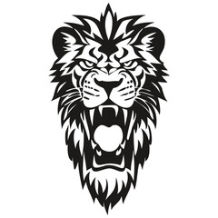 Fototapeta na wymiar Lion head mascot logo for esport and sport team, black and white template badges