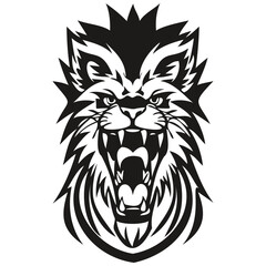 Lion head mascot logo for esport and sport team, black and white template badges