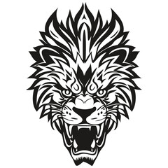 Lion head mascot logo for esport and sport team, black and white template badges