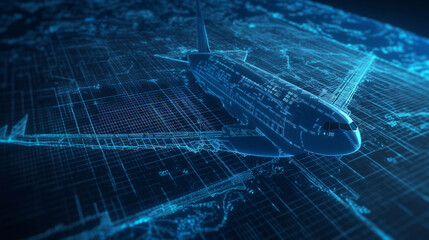 blue digital airplane data made by. Generative ai