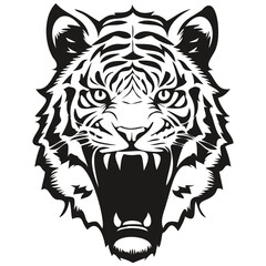 Tiger mascot logo for esport and sport team, black and white template badges emblem