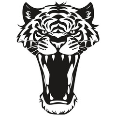 Tiger mascot logo for esport and sport team, black and white template badges emblem