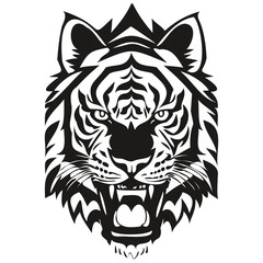 Tiger mascot logo for esport and sport team, black and white template badges emblem
