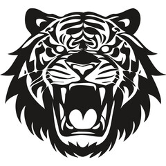 Tiger mascot logo for esport and sport team, black and white template badges emblem