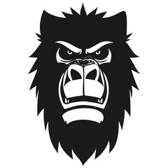 Vector mascot logotype  for sport team, Gorilla head black and white illustration template badges