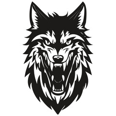 Vector mascot logotype  for sport team, wolf head black and white illustration template badges