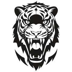 Vector Tiger head mascot logo for esport and sport team, black and white illustration