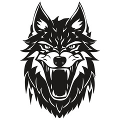 Vector wolf head mascot logo for esport and sport team, black and white illustration