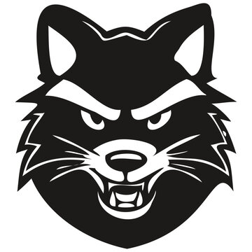 Vector Raccoon head mascot logo for esport and sport team, black and white illustration