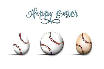 Happy Easter. Eggs shaped baseball balls
