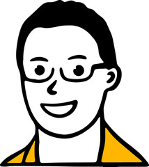 Happy Smiling Glasses Man Illustration Vector