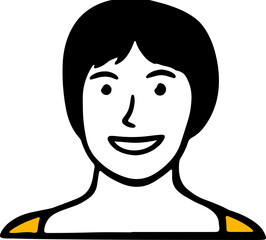 Happy Smiling Short Hair Woman Illustration Vector