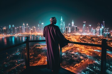 Fototapeta na wymiar The Magic of Dubai: A Nighttime Journey through the City's Skyscrapers and Landmarks, generative ai