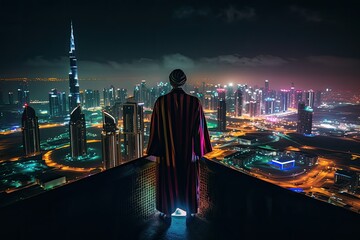 Fototapeta na wymiar The Magic of Dubai: A Nighttime Journey through the City's Skyscrapers and Landmarks, generative ai
