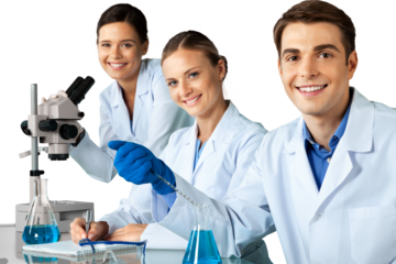 Group of the scientists working at the laboratory