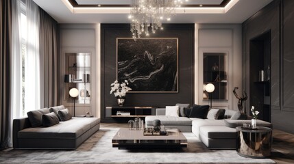 Contemporary style interior living room, Generative AI