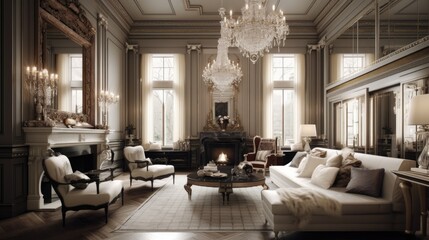 Victorian Interior classic style living room, Generative AI