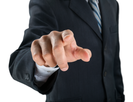 Businessman'hand showing gesture isolated on white background.