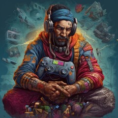 Fototapeta na wymiar Gaming Art, Background, Wallpaper for Gamers