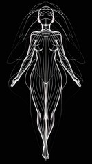 Abstract lines outlining a woman's body in a minimal art style. Gen AI