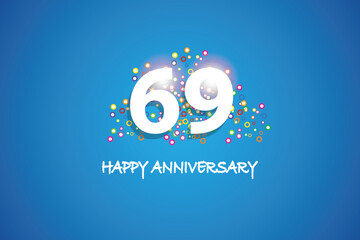 69th anniversary on blue background