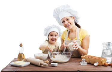 Mother and daughter cookings