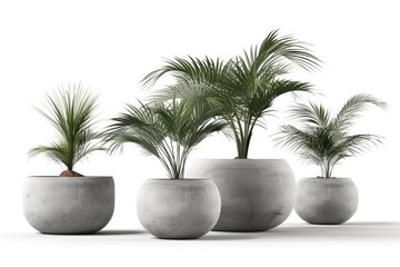 trio of concrete planters arranged together. Generative AI