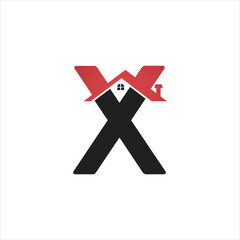 initial x logo with real estate design abstract icon