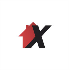 letter x with real estate design logo business