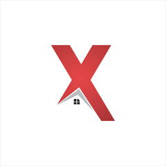letter x with real estate logo design icon