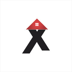 initial x logo with real estate design icon symbol