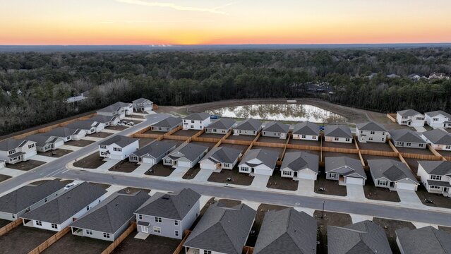 Aerial drone picture of housing complex