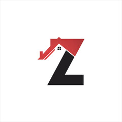 letter z logo simple design with real estate - obrazy, fototapety, plakaty