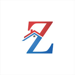 initial Z logo with real estate icon simple
