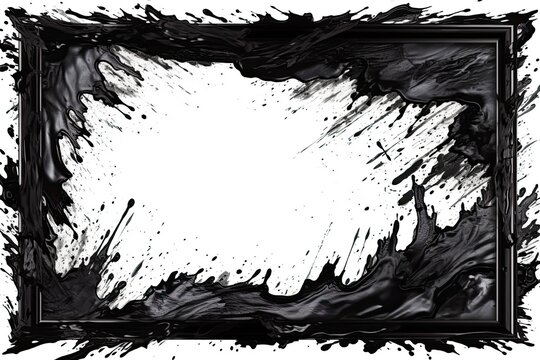 black and white picture frame with colorful paint splatters. Generative AI