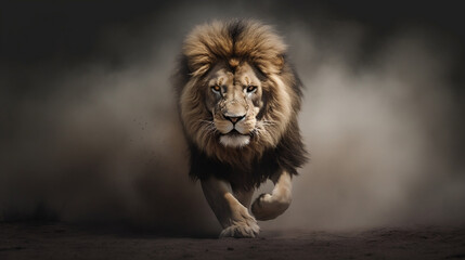Fototapeta na wymiar A big fierce male lion 