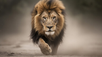 A big fierce male lion  - obrazy, fototapety, plakaty
