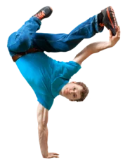 Fotobehang Young sporty man in blue clothes dance © BillionPhotos.com