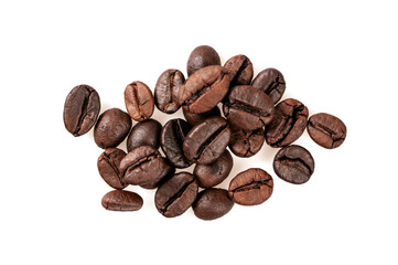  Top view of Coffee beans isolated on white