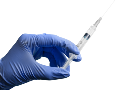 Hand in a Glove Holding Syringe