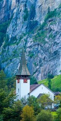 Lauterbrunnen Village Church in Lauterbrunnen, Switzerland.