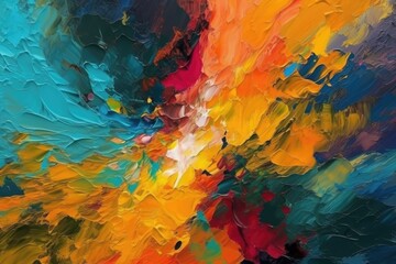 an abstract painting with a colorful and vibrant composition. Generative AI
