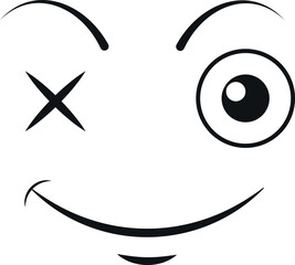 Illustration of eyes and smile comically misleading on a white background