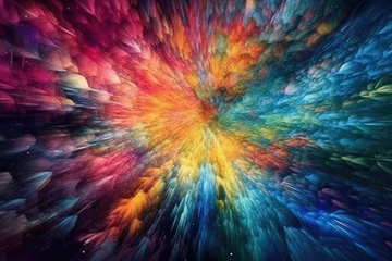Keuken foto achterwand Mix van kleuren vibrant and colorful tree painting. Generative AI