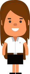 Chibi Woman Student University of Thailand Standing Flat Cute Character Design Isolated