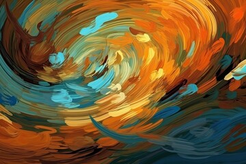 an abstract painting with vibrant swirling colors. Generative AI